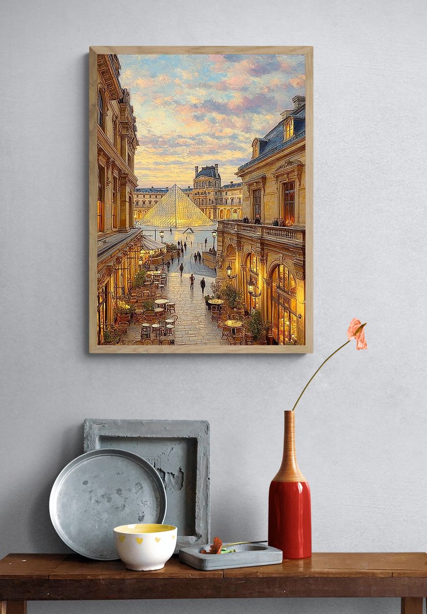 Louvre Pyramid at Sunset — Fine Art Print. — room view 3