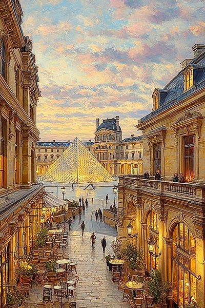 Louvre Pyramid at Sunset — Fine Art Print. poster print