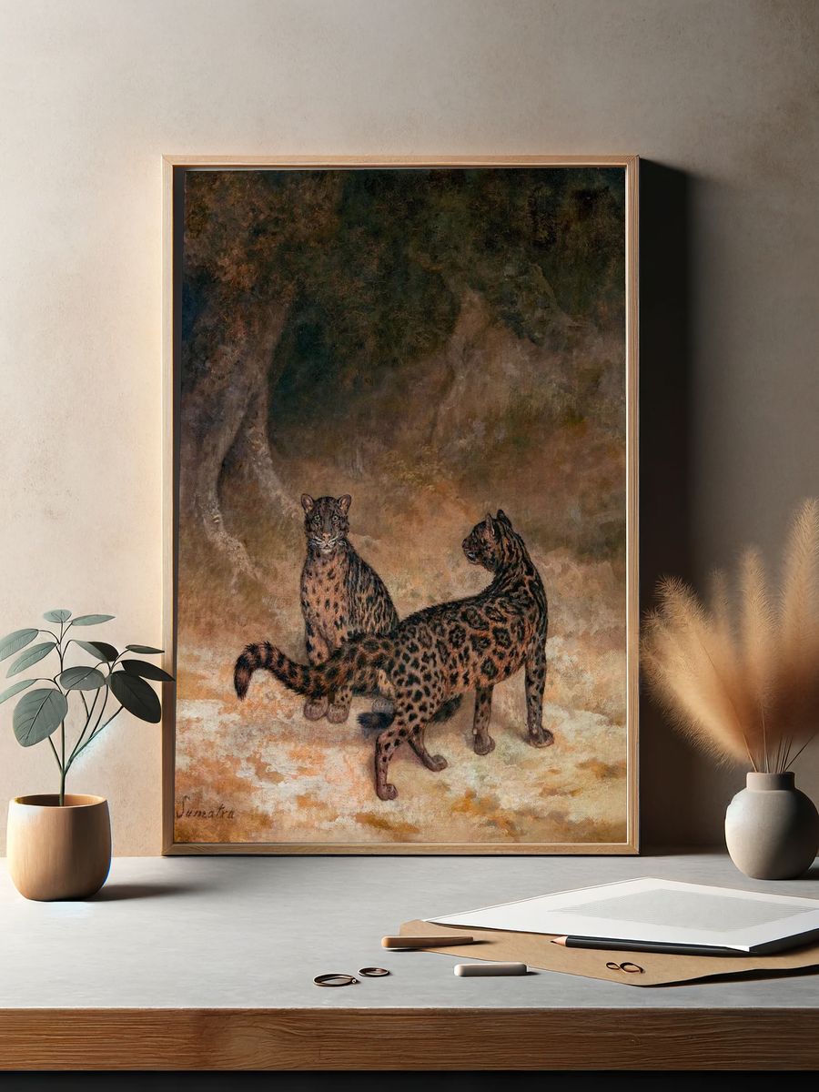Clouded Leopards (ca. 1825) painting. — room view 2