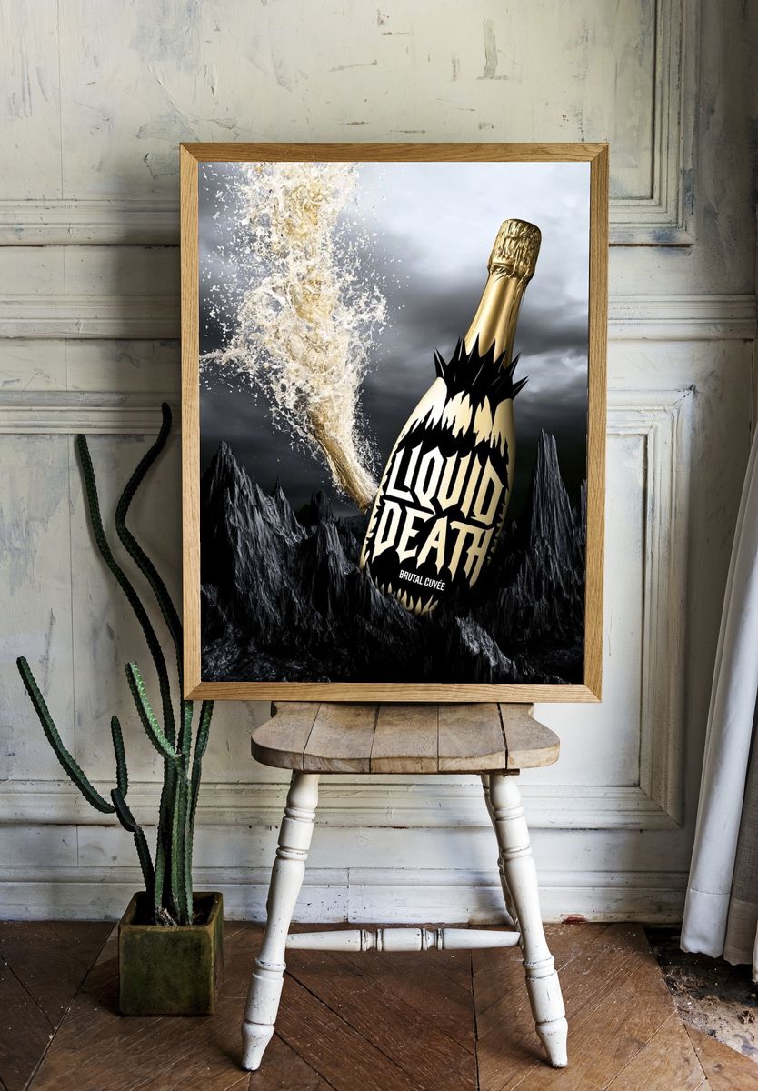 Liquid Death Brutal Cuvée Poster. room preview