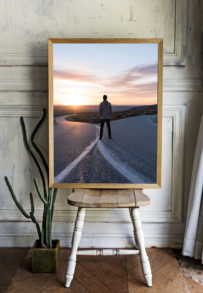 Lonely Road at Sunset Photography Poster. room preview