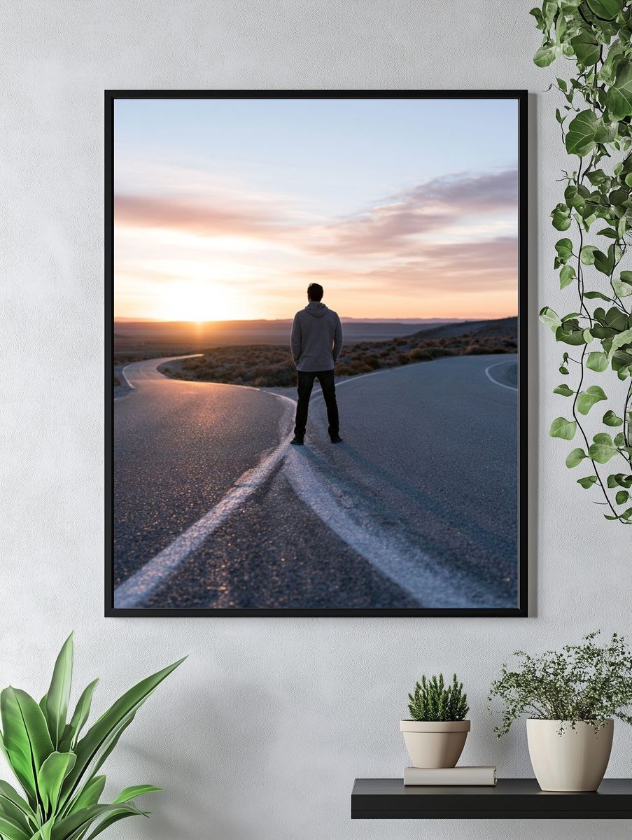 Lonely Road at Sunset Photography Poster. — room view 4
