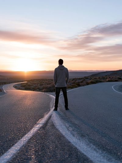 Lonely Road at Sunset Photography Poster. poster