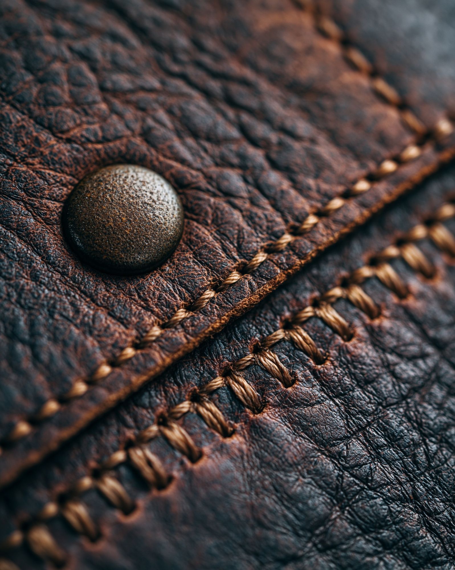 Leather Stitch Macro Photography Poster. poster detail