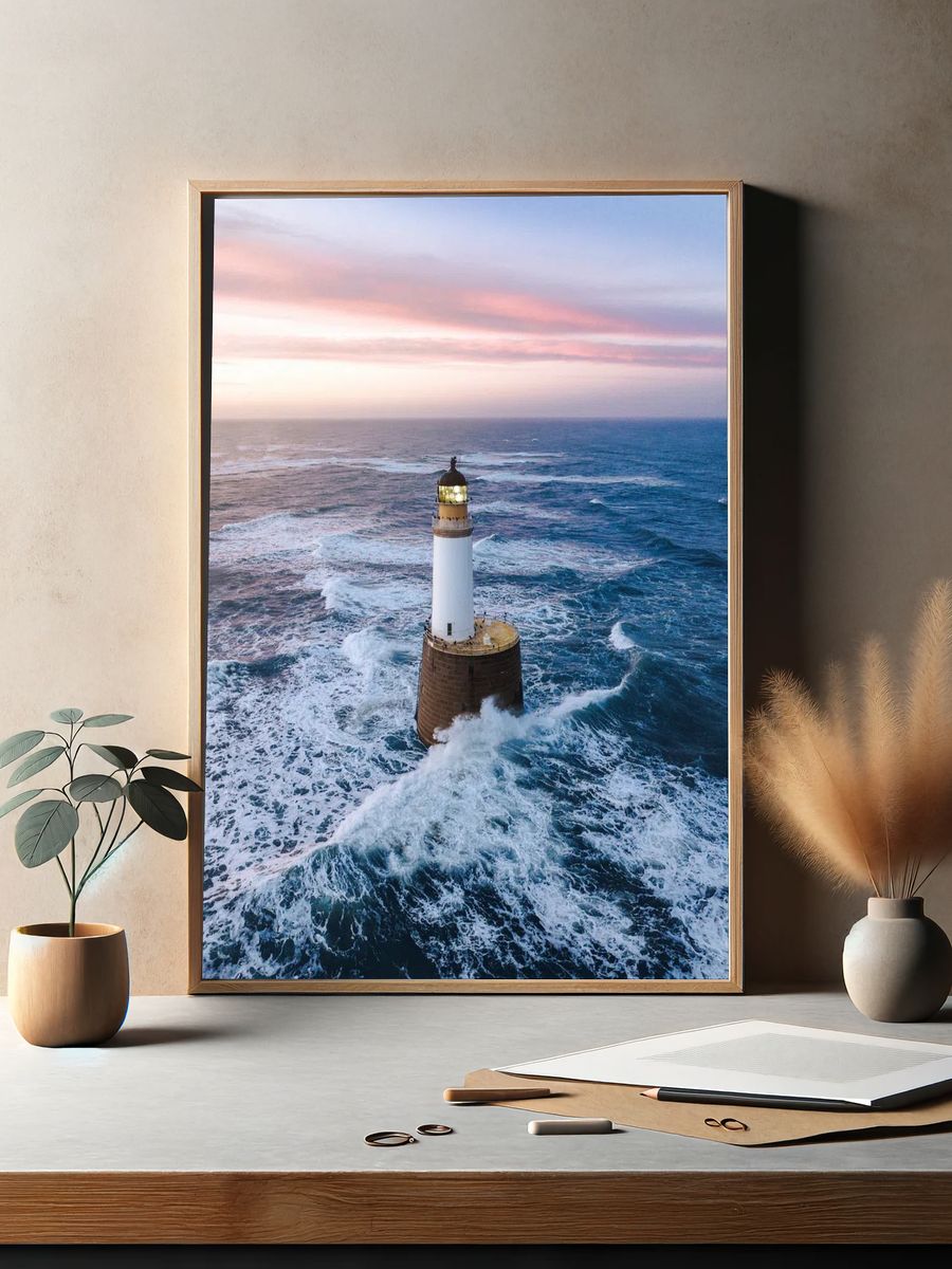 Lighthouse at Dawn Photography Poster. — room view 2