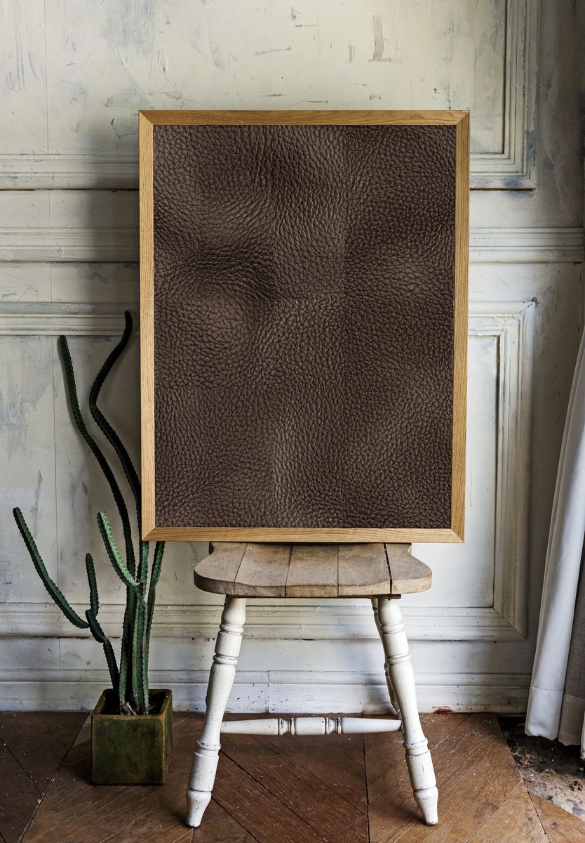Brown Leather Texture Print. room preview