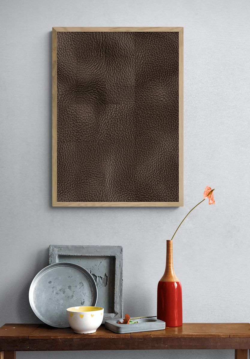 Brown Leather Texture Print. — room view 3