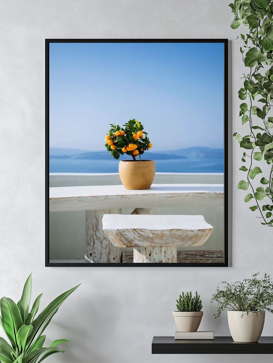 Orange tree view mountains Santorini. — room view 4