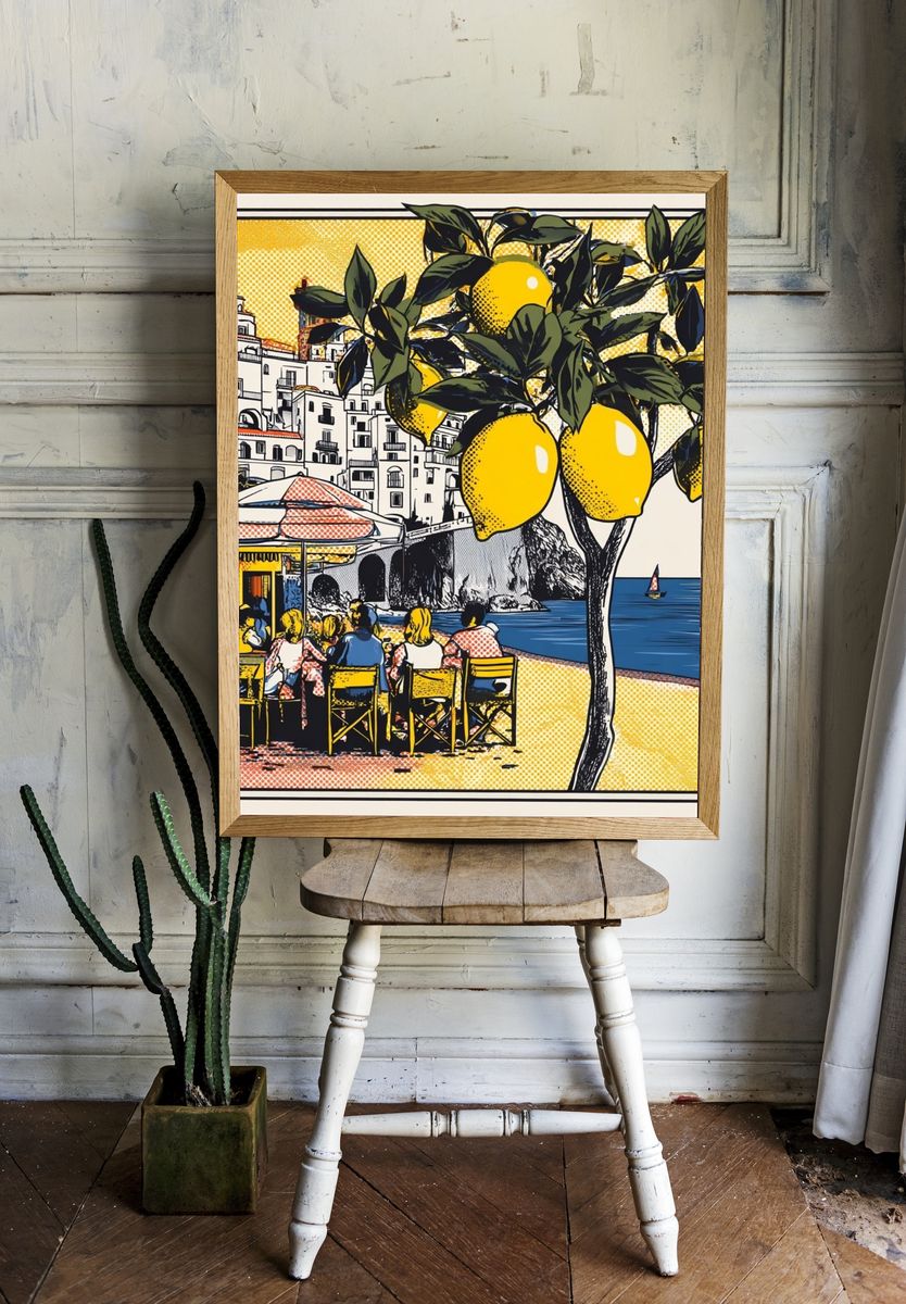 Lemon Tree Beach Scene Poster room preview