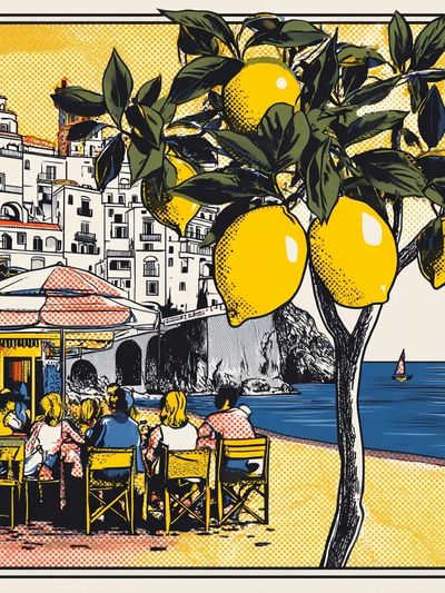 Lemon Tree Beach Scene Poster. poster
