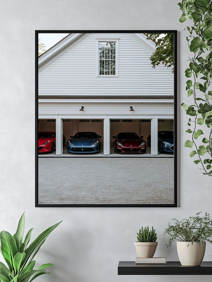 Luxury Sports Cars Garage Photography Poster. — room view 4