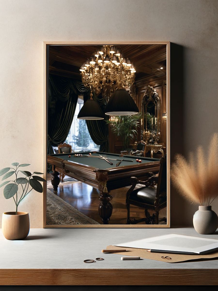 Luxury Billiard Room Photography Poster. — room view 2