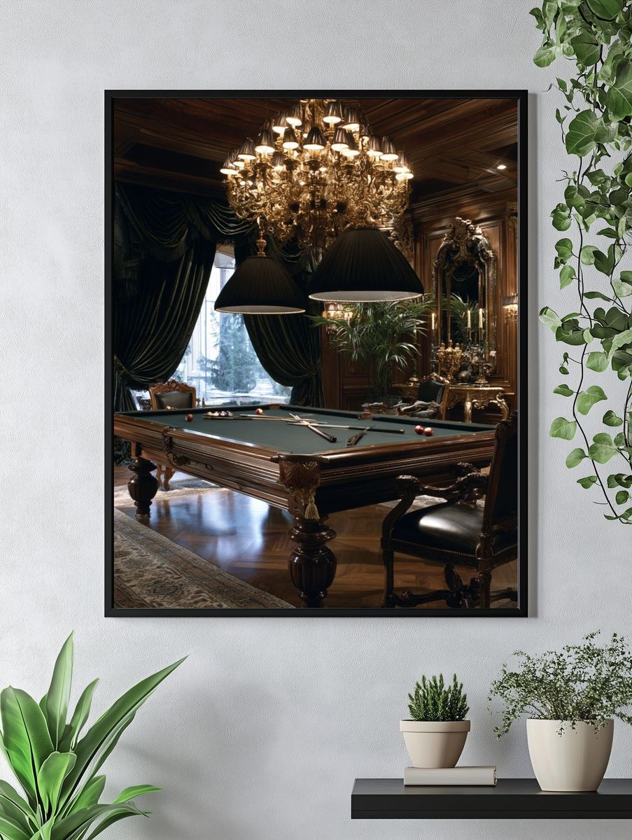 Luxury Billiard Room Photography Poster. — room view 4