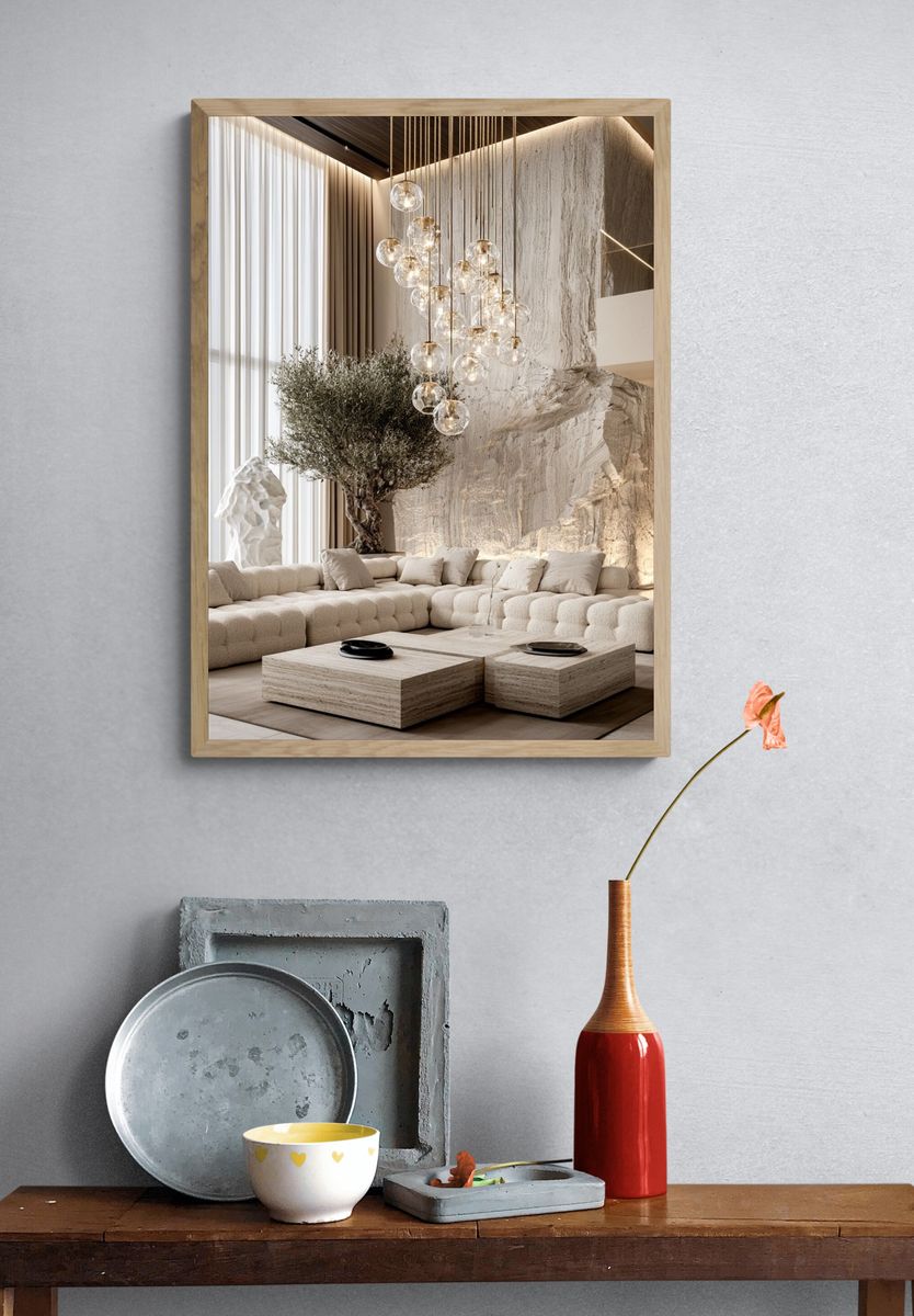 Luxury Neutral Living Room Photography Poster. — room view 3