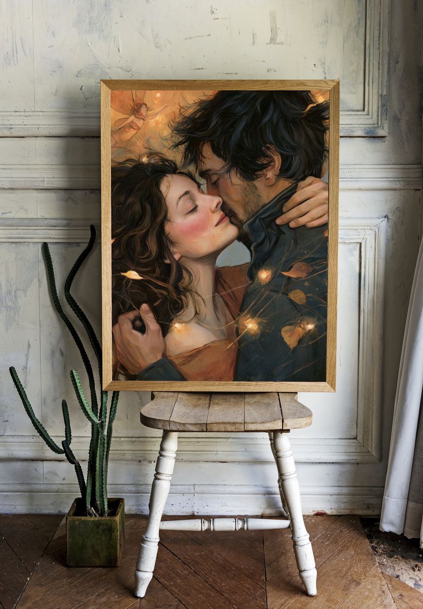 Autumn Kiss Romantic Print. room preview