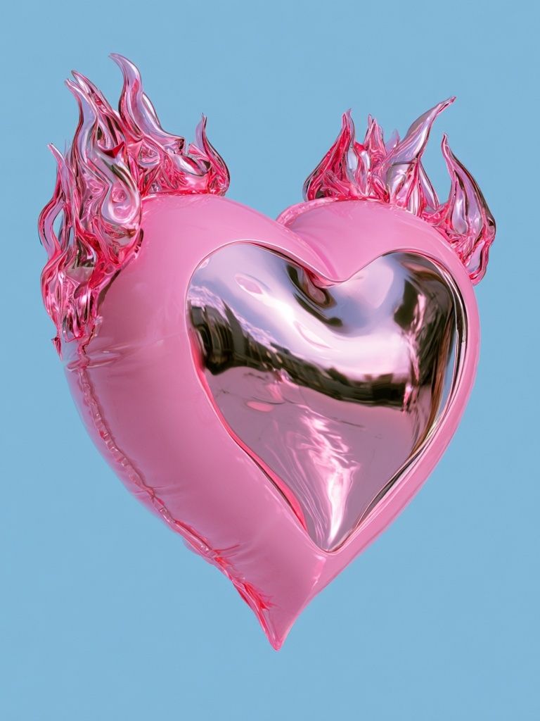 Flaming Pink Heart Typography Print. poster detail