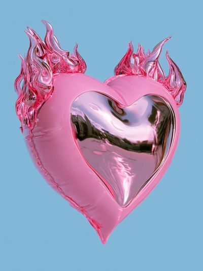 Flaming Pink Heart Typography Print.