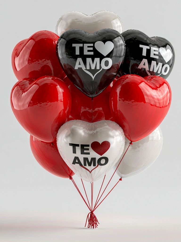 Te Amo Heart Balloons Poster. poster detail