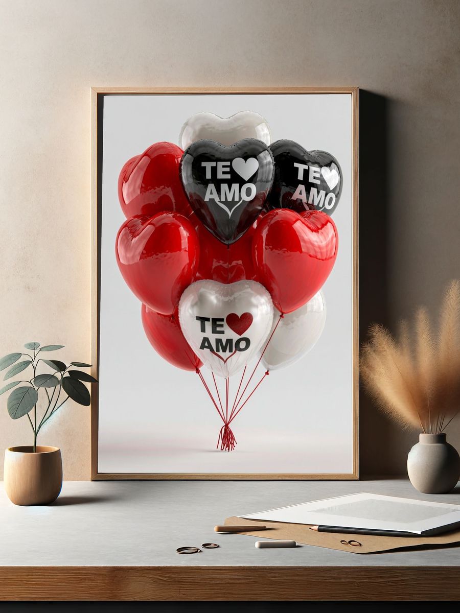 Te Amo Heart Balloons Poster. — room view 2