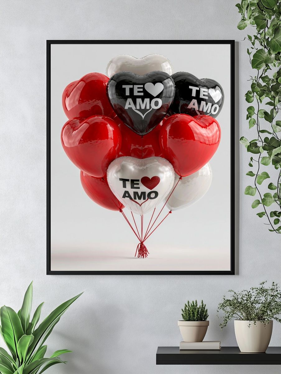 Te Amo Heart Balloons Poster. — room view 4