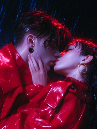 Neon Kiss Portrait Print.