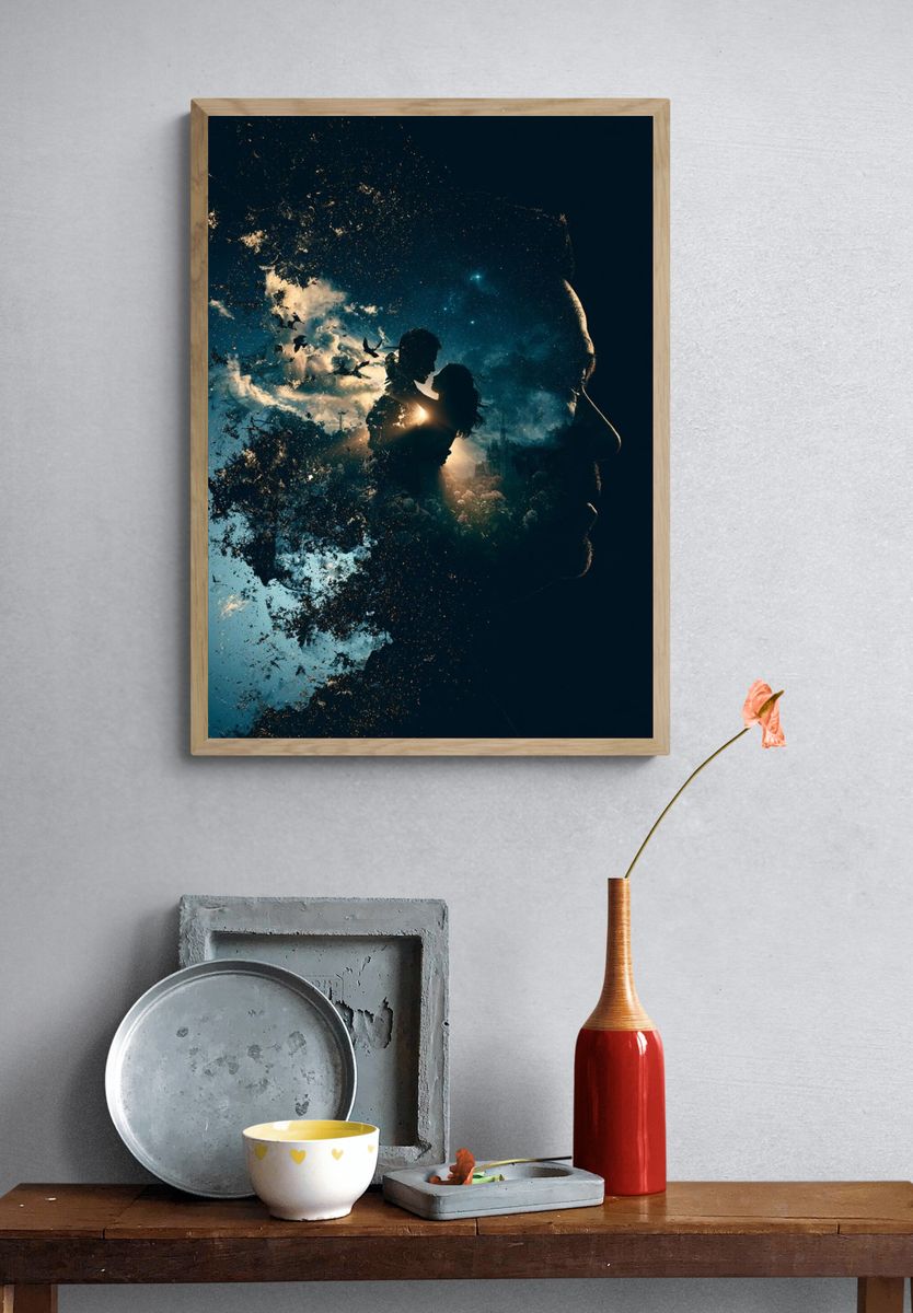 Dreamlike Lovers Silhouette Print. — room view 3