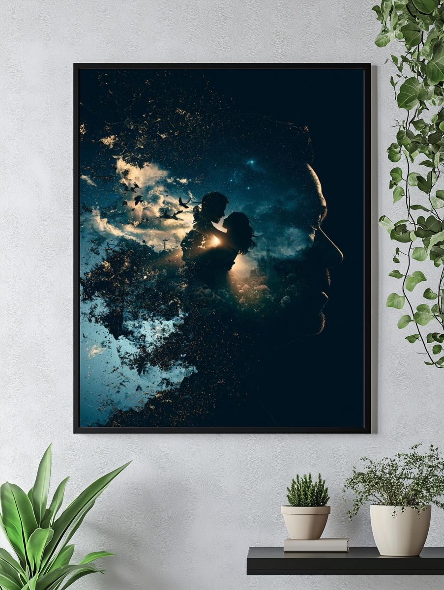 Dreamlike Lovers Silhouette Print. — room view 4
