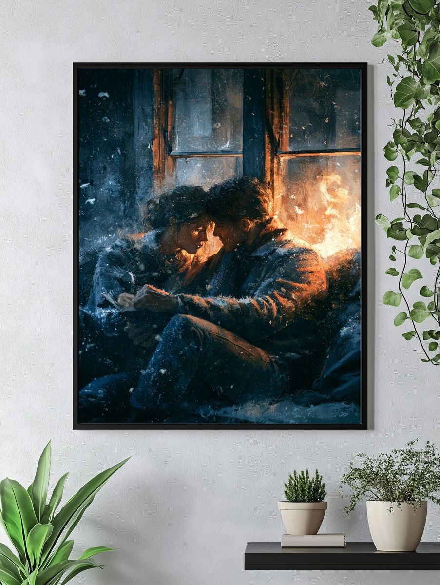 Winter Lovers by the Window Print. — room view 4