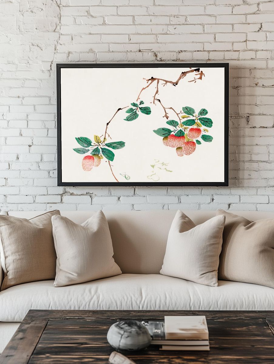 Lychee Branch — Watercolor Print. — room view 1