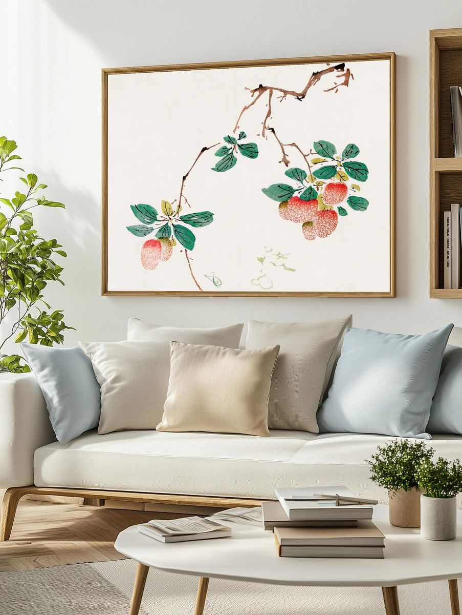 Lychee Branch — Watercolor Print. — room view 2