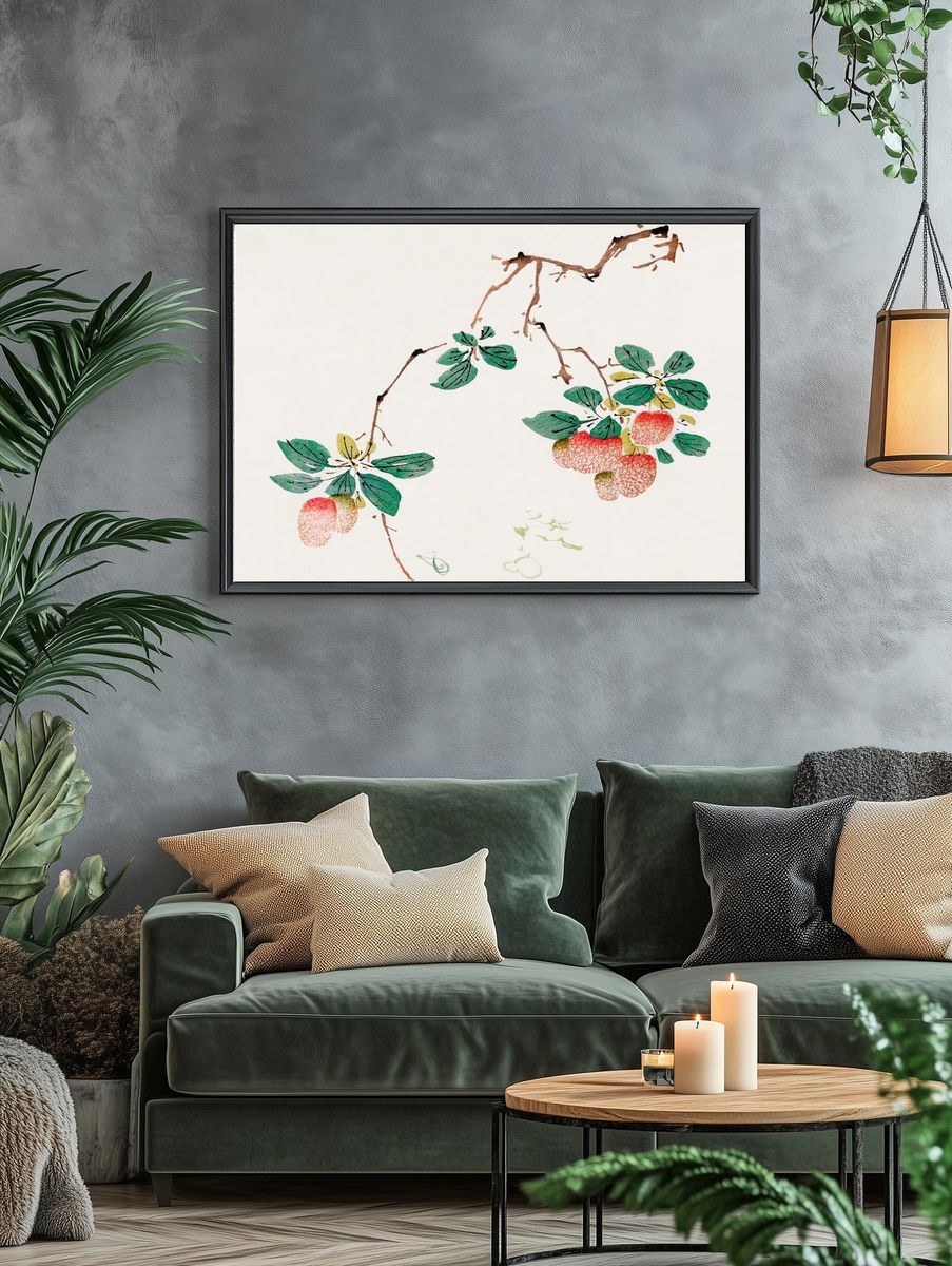 Lychee Branch — Watercolor Print. — room view 4