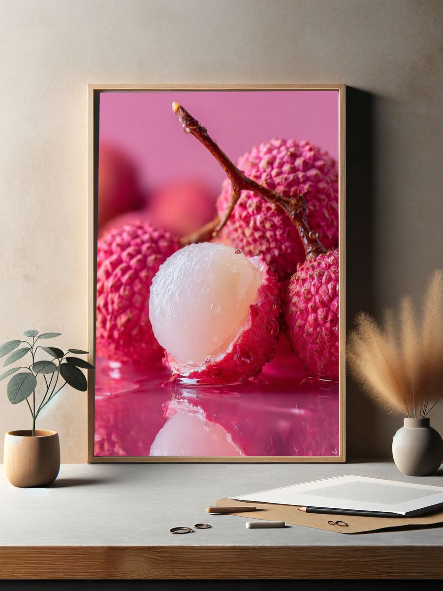 Lychee Fruit Close-Up — Food Print. — room view 2
