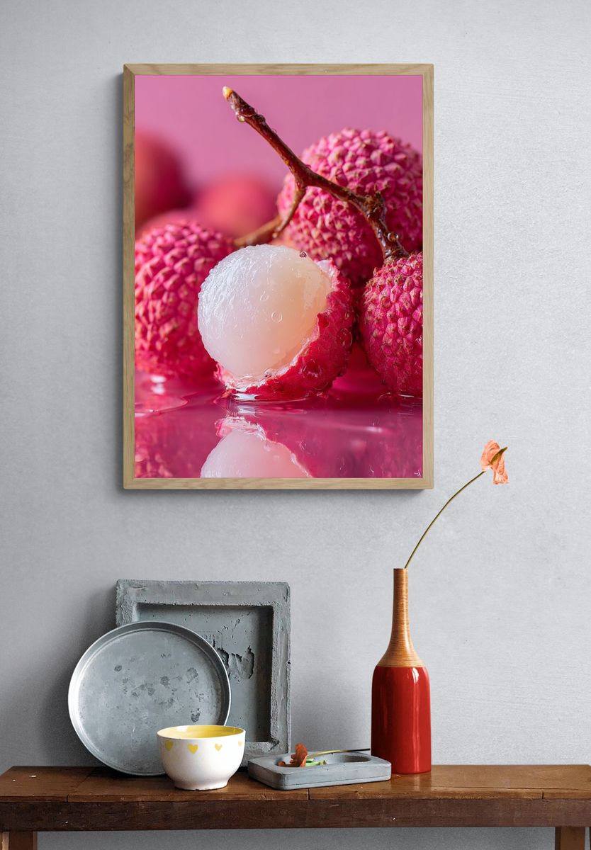 Lychee Fruit Close-Up — Food Print. — room view 3