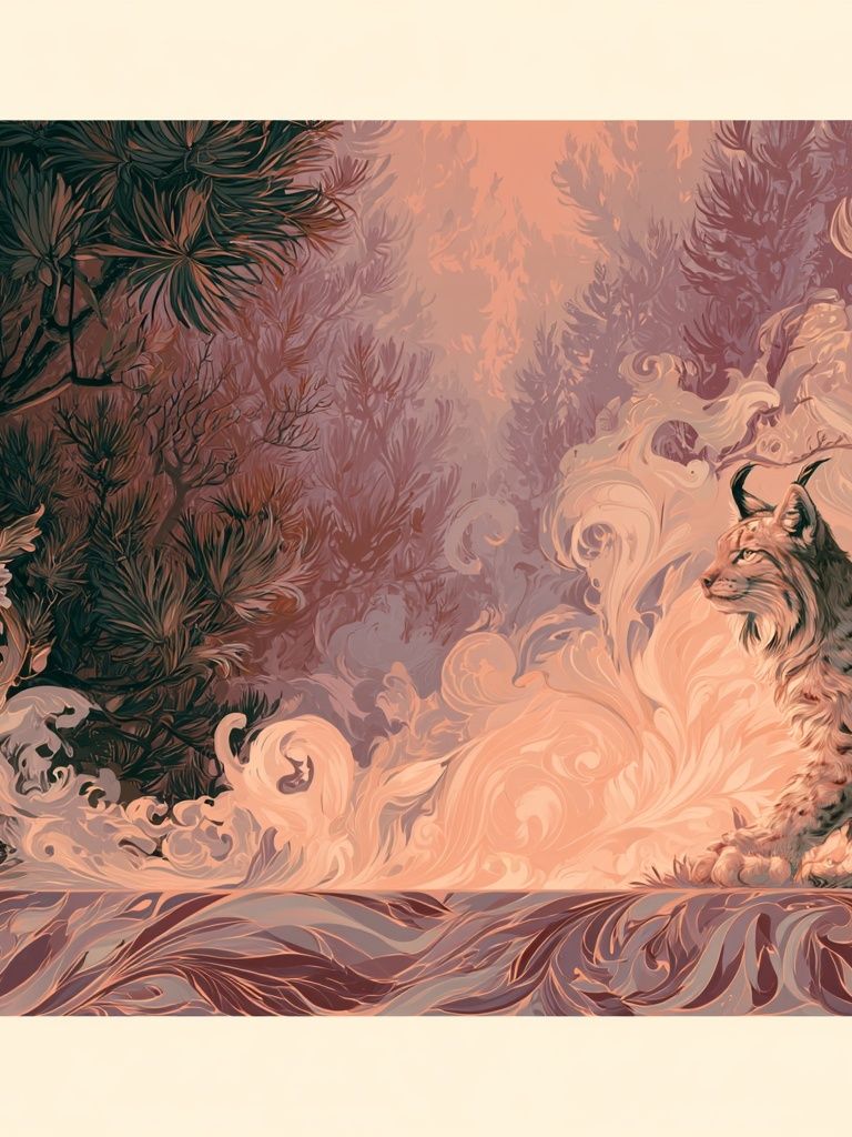 Lynx Forest Dreamscape Print. poster — animals art