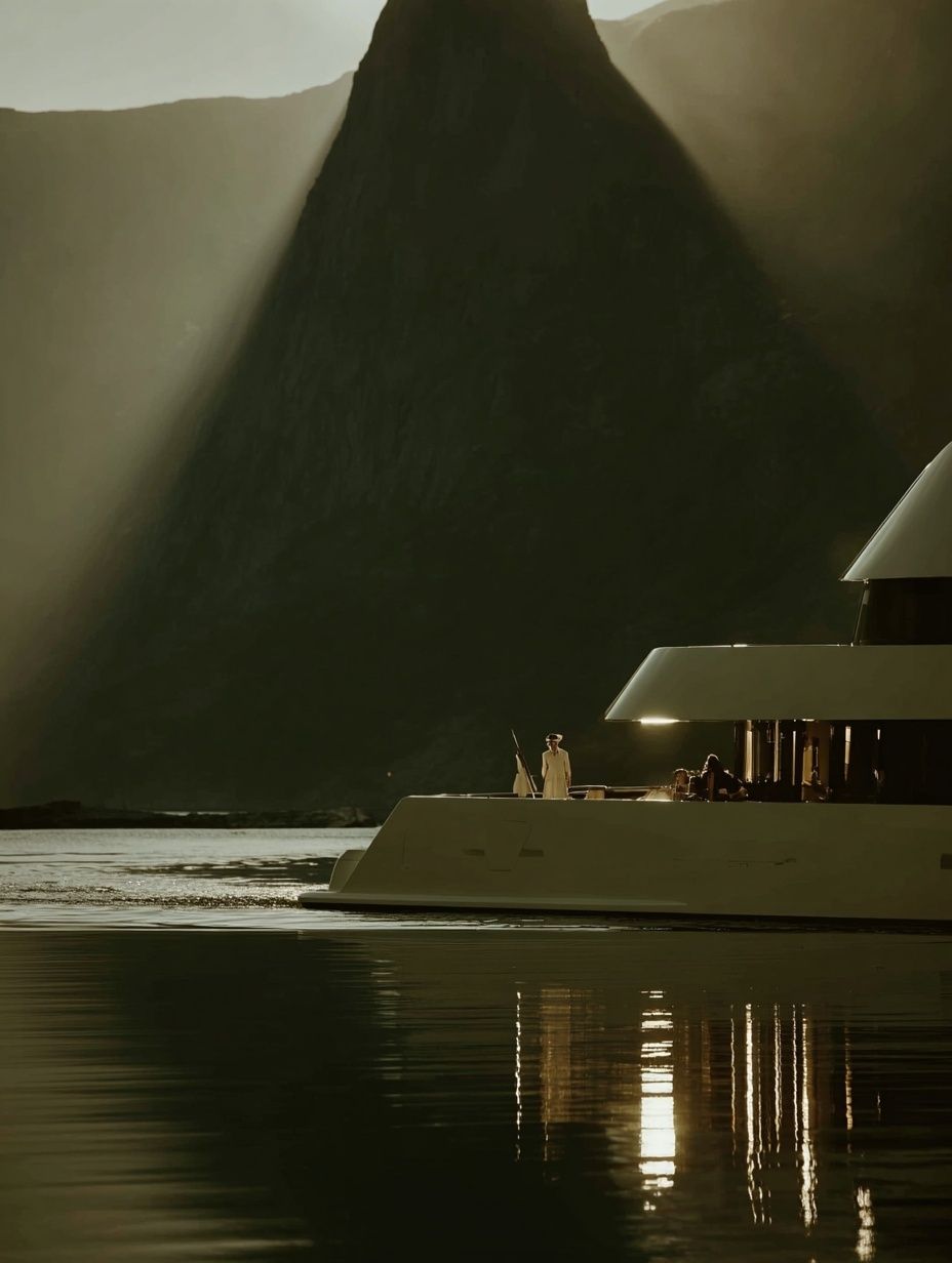 Luxury Yacht at Sunset — Photography Print. poster — photography art