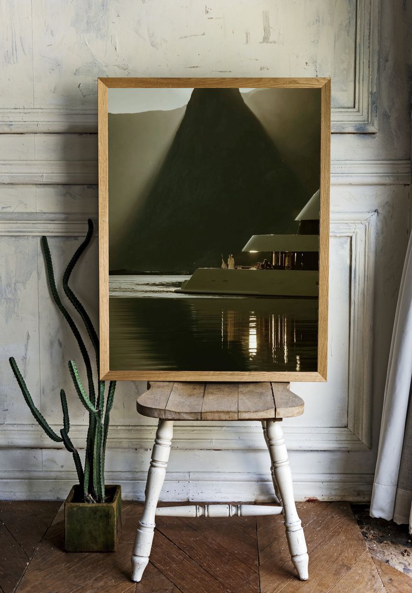 Luxury Yacht at Sunset — Photography Print. — room view 1