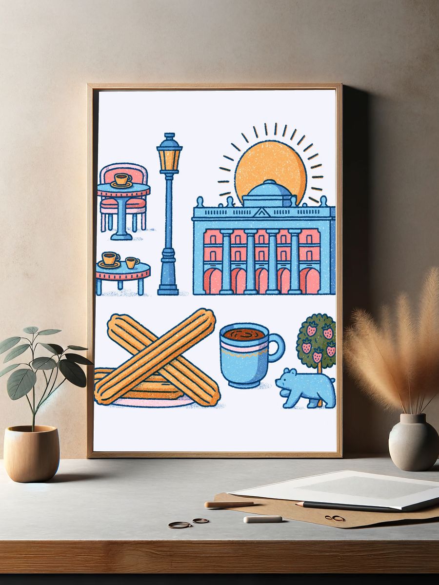 Madrid Icons Illustration Poster. — room view 2