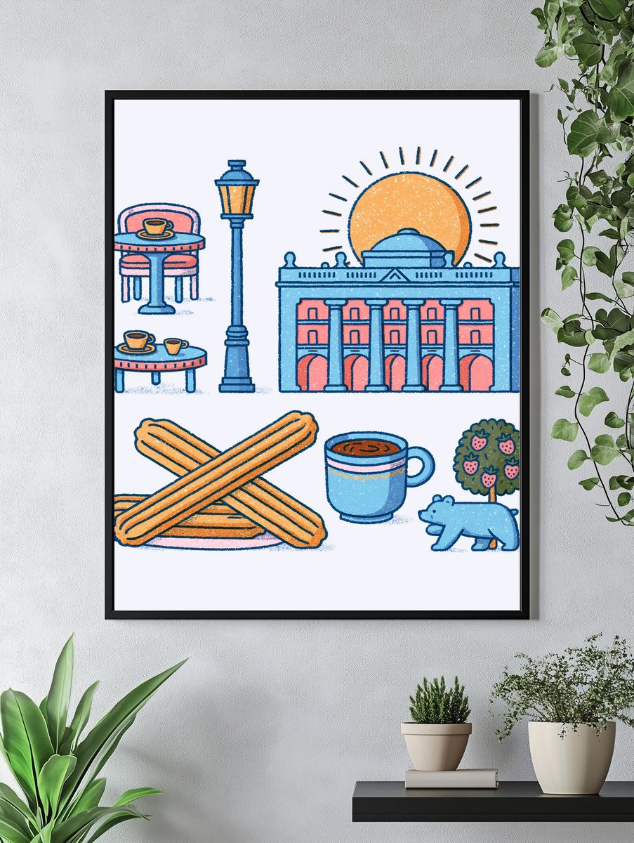 Madrid Icons Illustration Poster. — room view 4