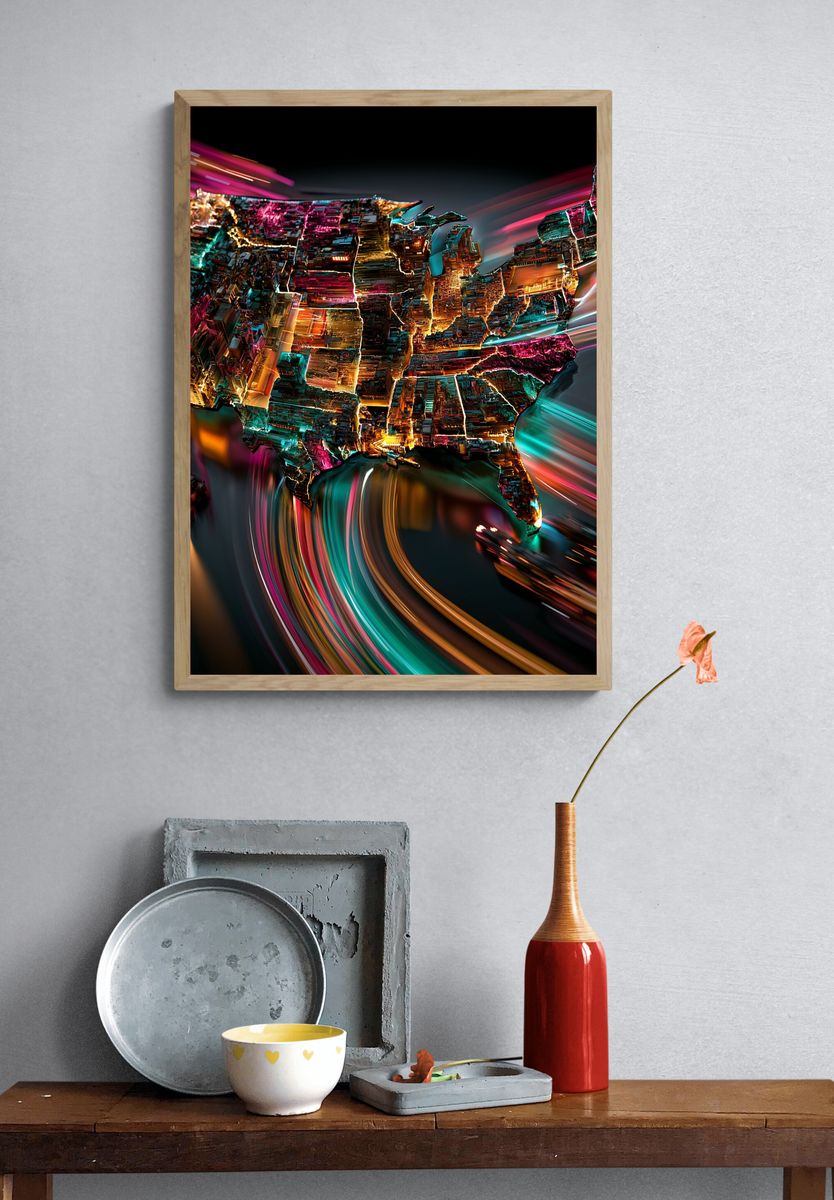 Neon USA Abstract Poster. — room view 3