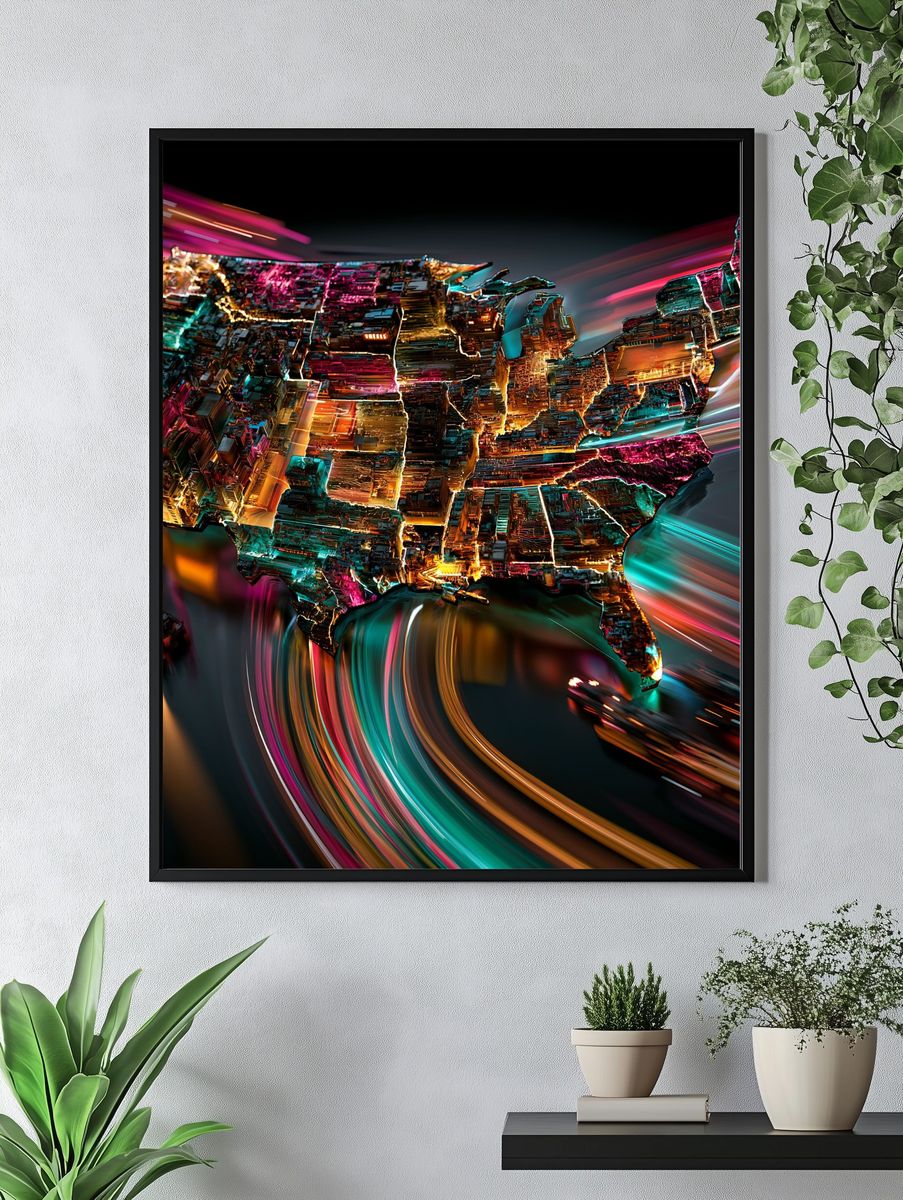 Neon USA Abstract Poster. — room view 4