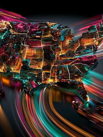 Neon USA Abstract Poster.