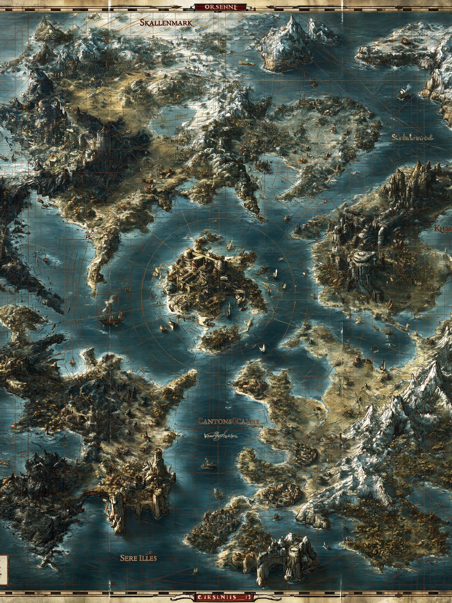 Fantasy Archipelago Map Print. poster detail