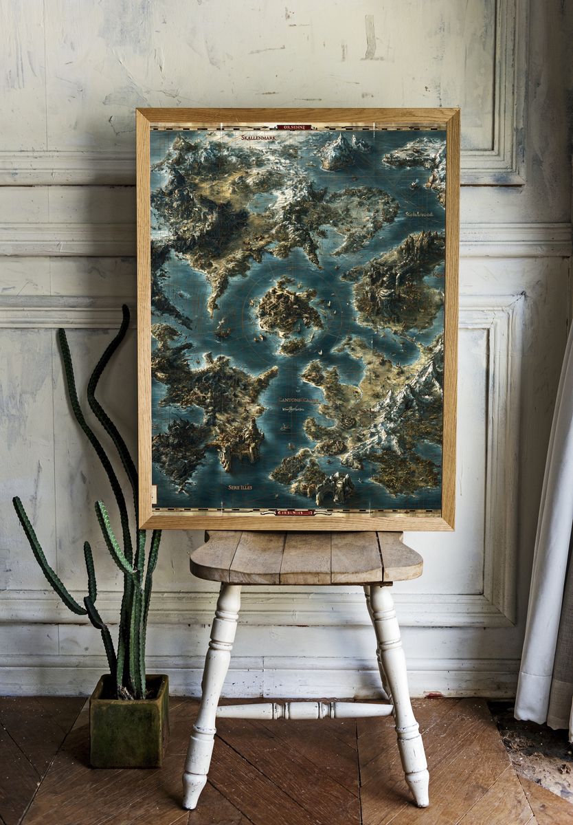 Fantasy Archipelago Map Print. room preview