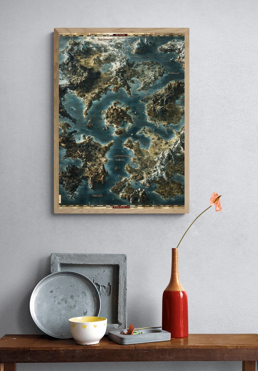 Fantasy Archipelago Map Print. — room view 3
