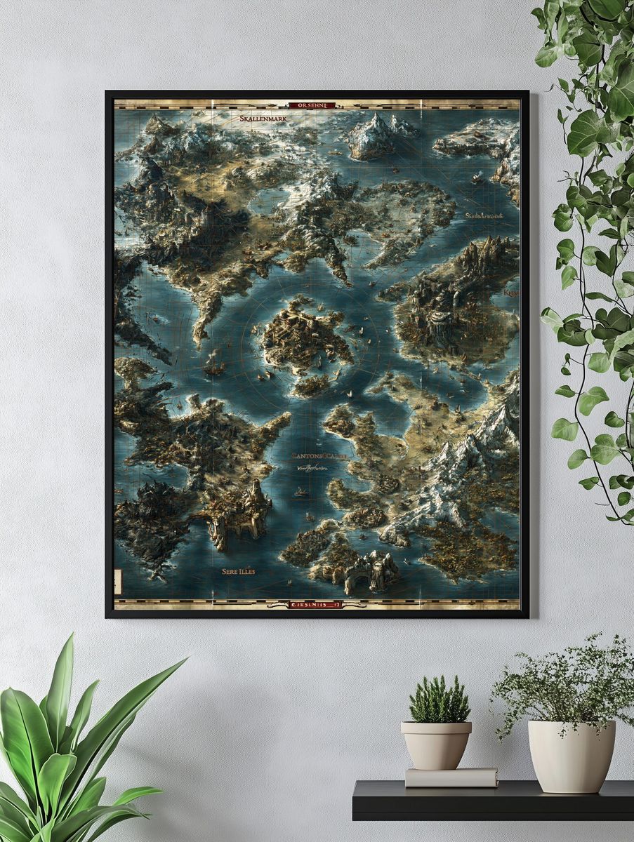 Fantasy Archipelago Map Print. — room view 4