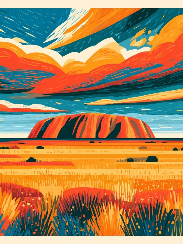 Uluru Sunset Landscape Print. poster — maps-travel art