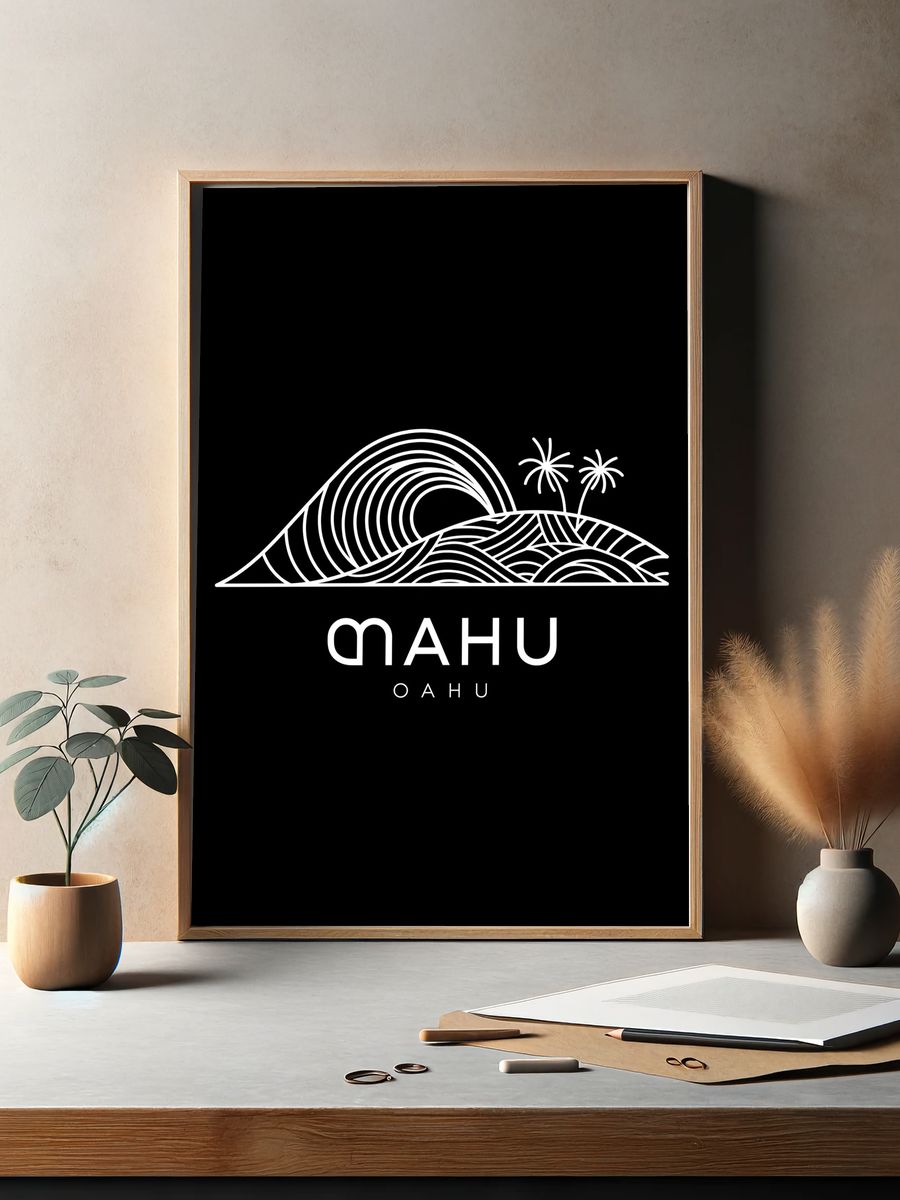 Mahu Oahu Line Art Print. — room view 2