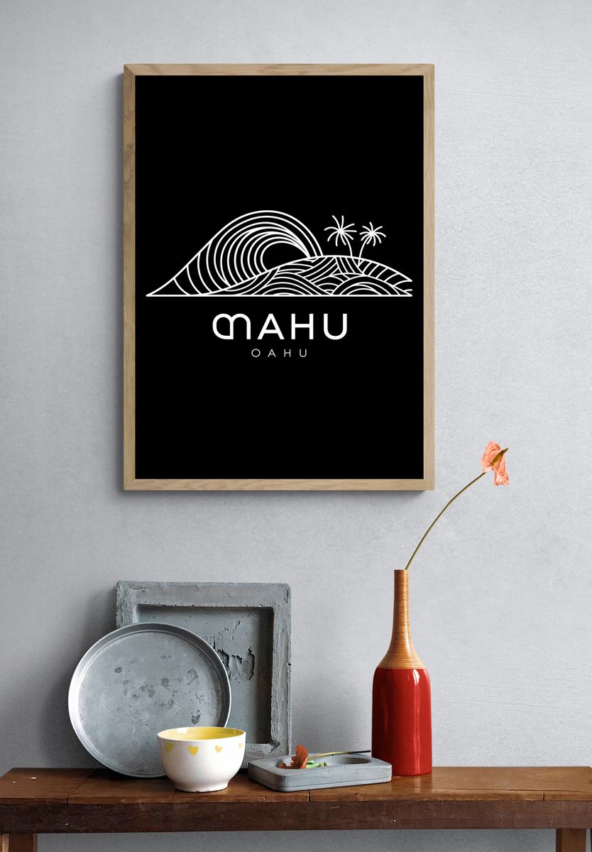 Mahu Oahu Line Art Print. — room view 3