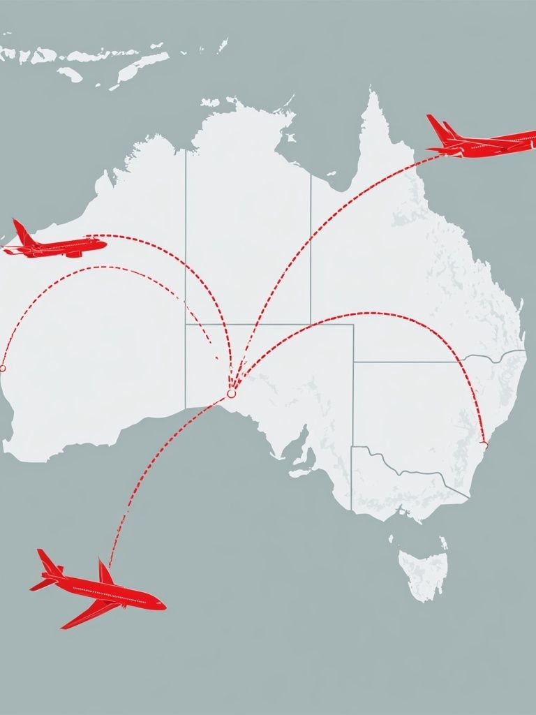 Australia Flight Routes Travel Print. poster detail