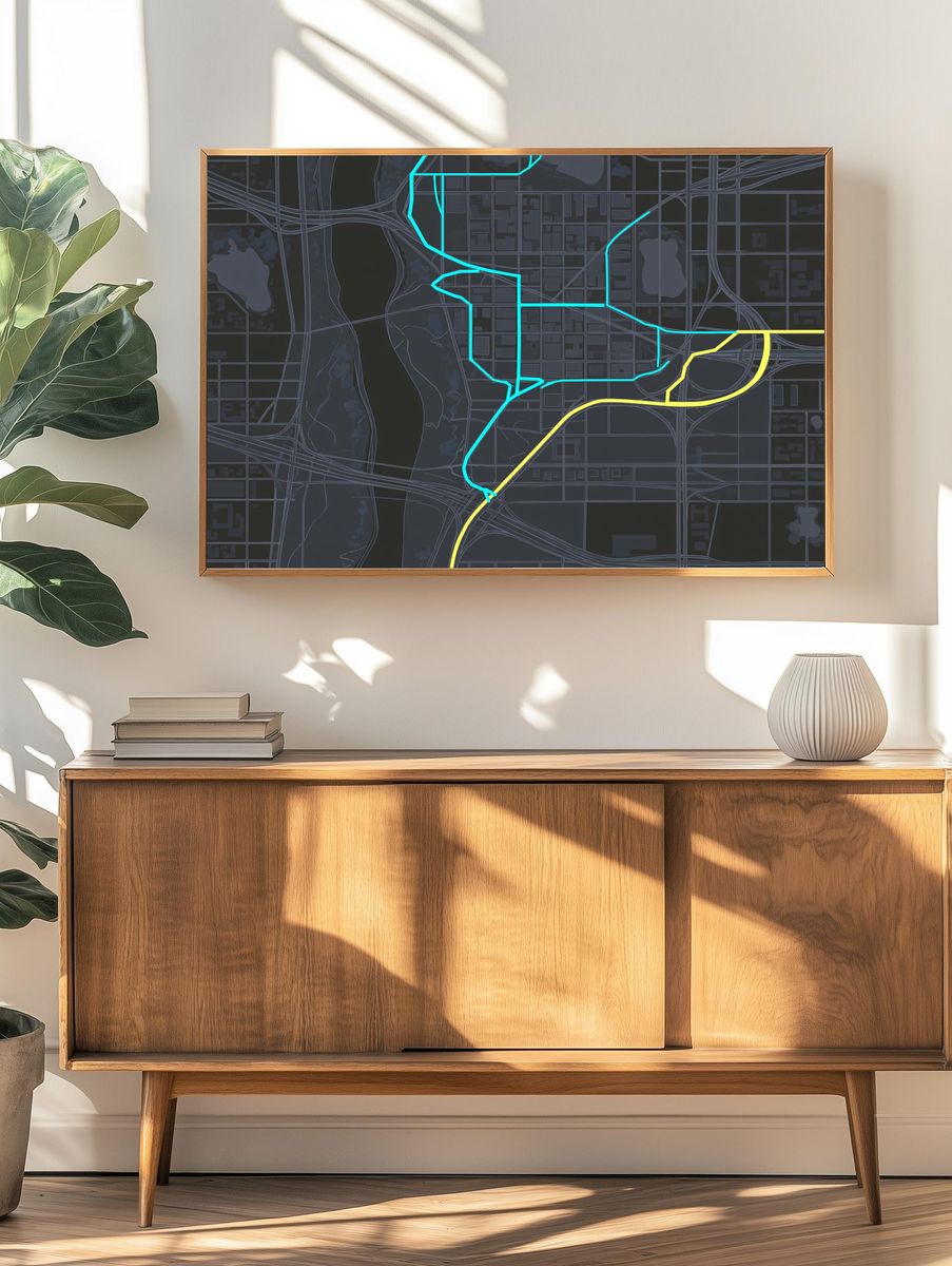 Neon City Map Poster. — room view 3